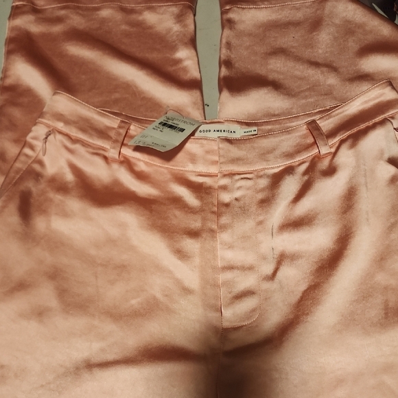 Good American Pants - Good American NWT Women's Bubble Pink Satin Trousers In Size 4